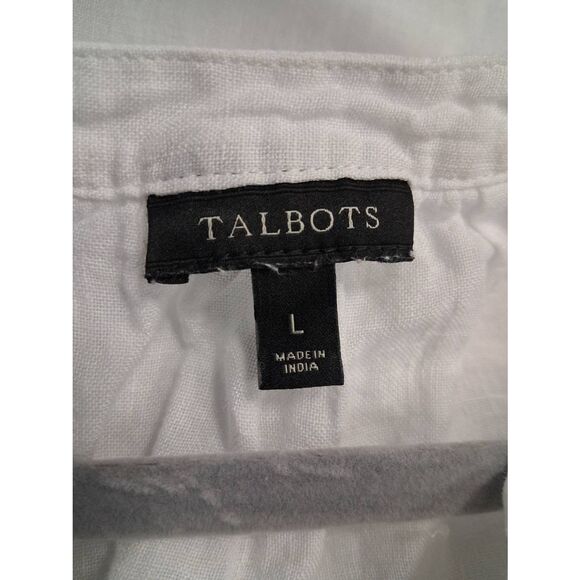 Talbots womens large white 100% linen blouse gauzy beach casual top or work - Picture 6 of 10